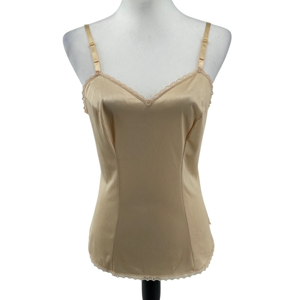 Vanity Fair Camisole Top Womens Small* Beige Vintage Lingerie Romantic Lace Top